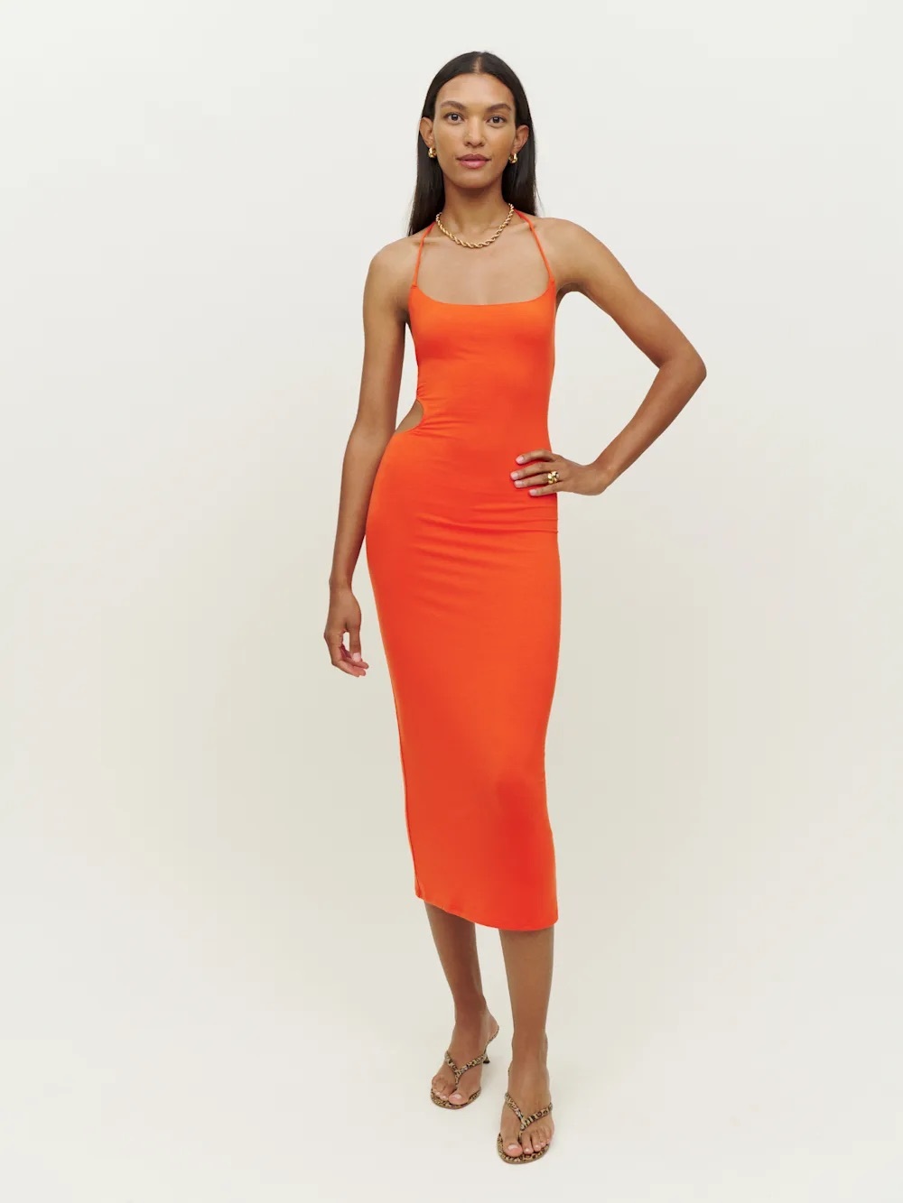 Reformation Tati Knit dress in orange flame size Medium
